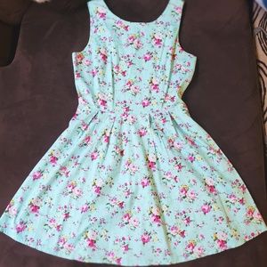 Blue Floral Print Dress